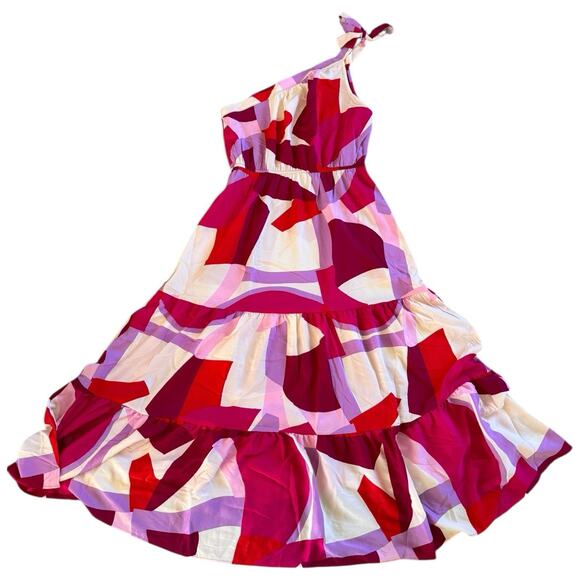 NWT Pretty Garden Summer Floral One Shoulder Maxi Dress Size Large - Picture 4 of 7